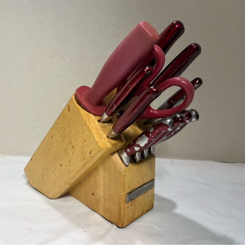 KITCHENAID Knife Block set of 11 red knives Chef knife